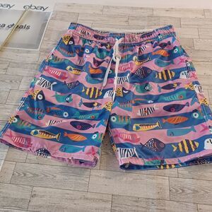Wes And Willy Swim Shorts Trunks Mens Large Multicolor Pull On‎ Drawstring Beach